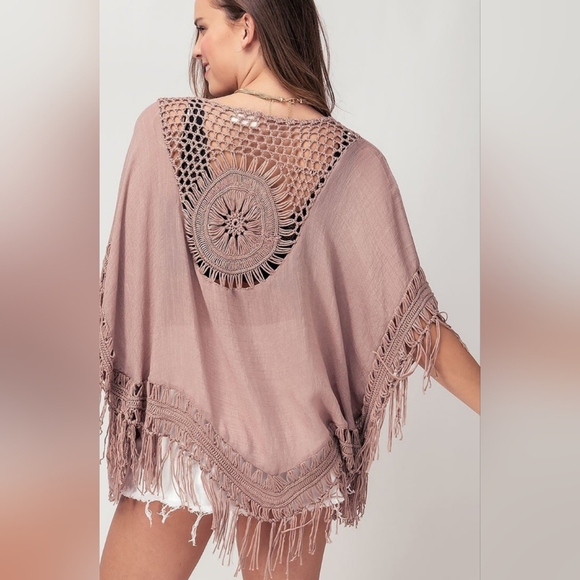 Do Everything In Love Lightweight Crochet Tassel Tan Cardigan - Picture 9 of 15